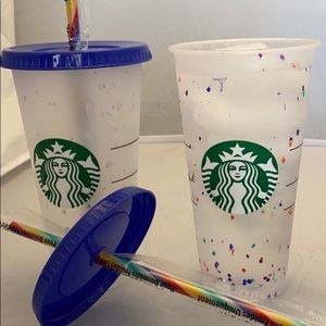 STARBUCKS REUSABLE CONFETTI CUPS (2) CHANGE COLORS